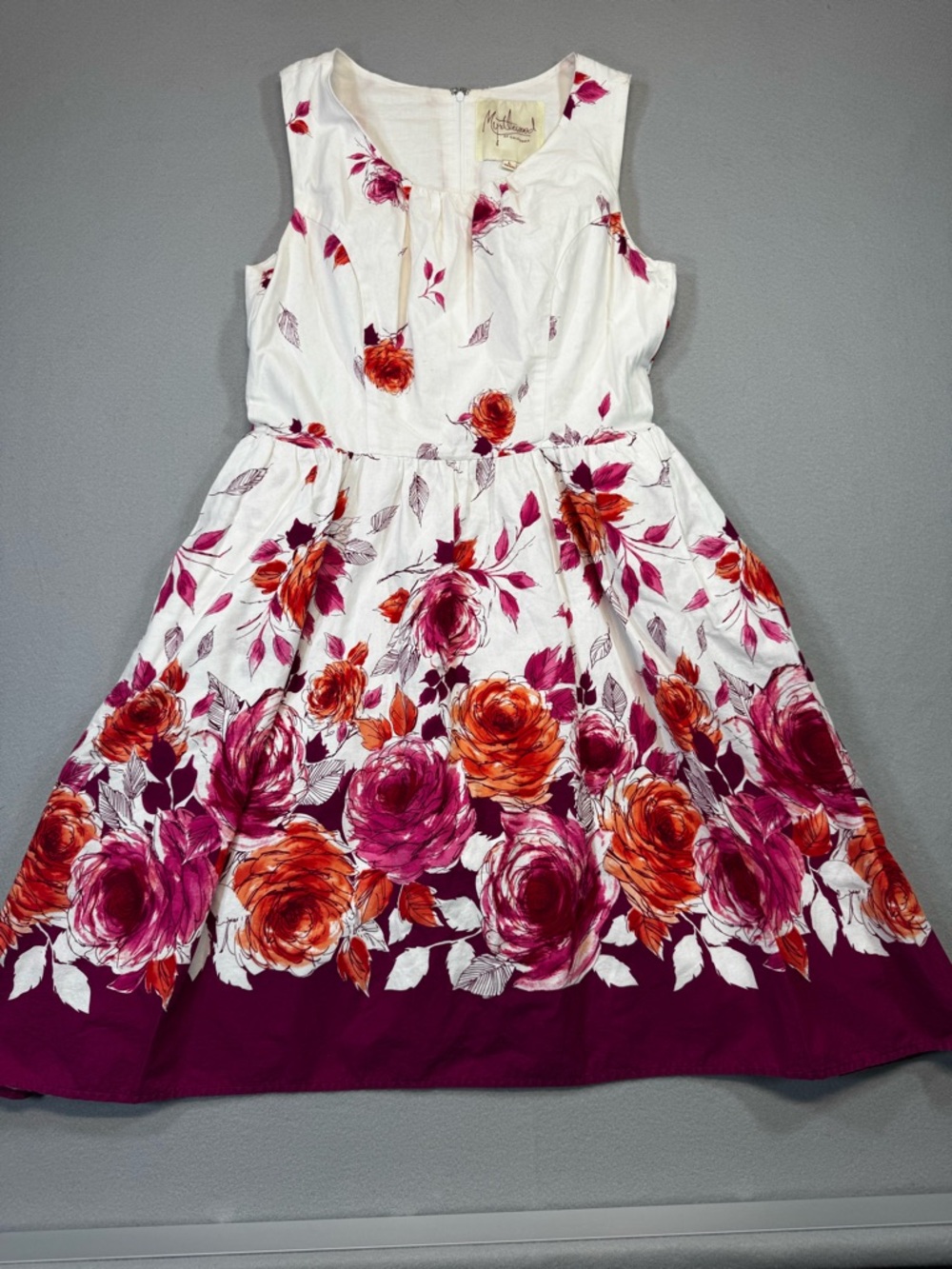 Vintage Women’s Myrtlewood Magenta Orange Floral Cotton Dress
